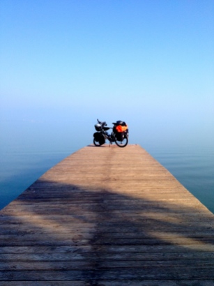 Bike on pier, Lake Balaton
