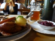 Bavarian beer and food in a Munich Beer hall.