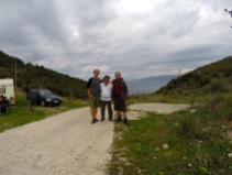 Me and Cliff with Freddie. As we were about to leave he invited us into his caravan and made us sweet mountain tea and a feast of yoghurt, cheese, bread and jam to fuel us to Greece.