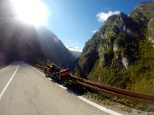 Cycling along the Piva river in Montenegro.