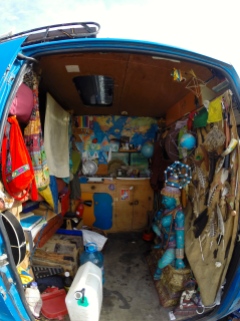 Inside of their van.