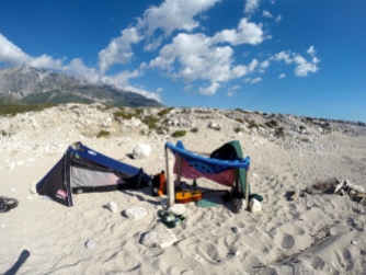 Cliff's beach shack to avoid the blistering Albanian sun on a day spent on the beach.